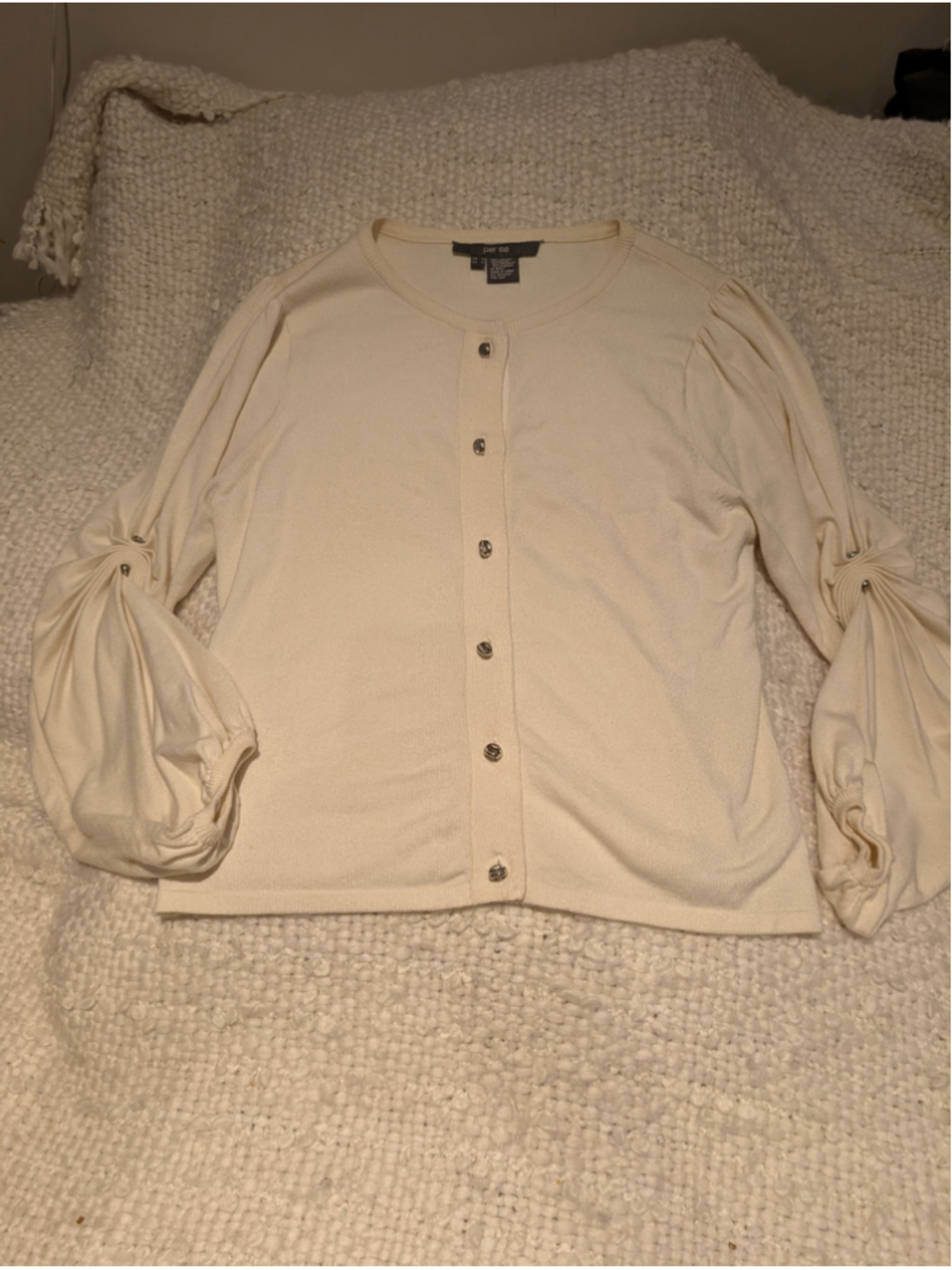 Women's per se Beige Cardigan Sweater Size S